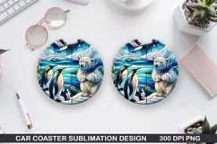 Bears Car Coaster Sublimation| Christmas Coaster PNG Product Image 1