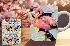 Festive 11oz Mug Wrap Png Artwork , Flamingo Product Image 1