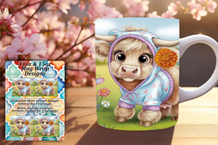 Vibrant 11oz Mug Wrap Png Template , Cute Cow Product Image 1