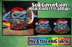 Winter Owl Mug Wrap 11oz 15oz Christmas Embroidery Product Image 1