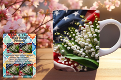 Charming 11oz Mug Wrap Png Design , USA Flag Product Image 1