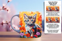 Sweet Cat and Flowers Mug Wrap Design Product Image 1