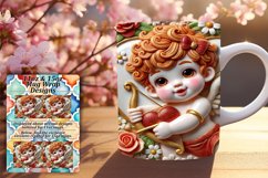 Stylish 11oz Mug Wrap Png Design , 3D Cupid Product Image 1