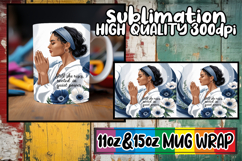 Cheerful hearts sublimation mug wrap, Praying Woman Product Image 1
