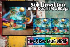 Watercolor Waves Mug Wrap Sublimation, 11oz 15oz Product Image 1