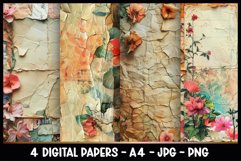 4 Vintage Digital Papers I Junk Journal Page Product Image 1