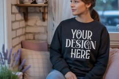 Black Gildan 18000 Sweatshirt Model Mockups, Sweatshirts Product Image 1