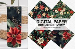 Christmas Floral Seamless Digital Paper-Christmas Background Product Image 1