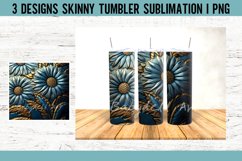 Tooled Leather Blue Gold Tumbler Sublimation PNG Product Image 2