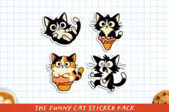 Cute &amp; Funny Cat Printable Stickers, PNG. Product Image 1