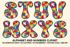 Autism Awareness Doodle Letters Puzzle Piece Alphabet PNG Product Image 4