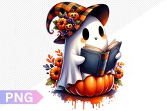 Halloween Ghost And Books Sublimation - Clipart PNG Design Product Image 1