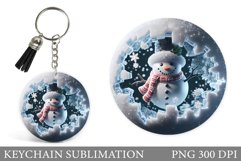 Cute Snowman Keychain Design. Snowman Keychain Sublimation Product Image 1