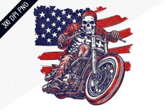 Man Skull Ride American Bike Sublimation -4th of July Design Product Image 1