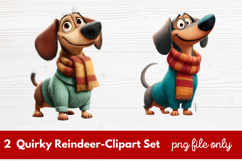 2 Quirky Reindeer Clipart Set | Fun Holiday Reindeer PNG Product Image 1