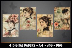 4 Vintage Floral Digital Papers I Junk Journal Page Product Image 2