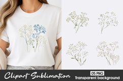 Minimal Floral Line Clipart PNG Product Image 1