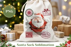 Christmas Santa Sack Template, Santa Claus Sublimation PNG Product Image 1