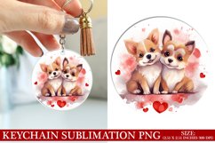 Dog Valentine&#039;s Day Keychain Sublimation PNG Design Product Image 1