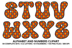 Retro Groovy Alphabert PNG 70s Numbers &amp; Letters 300 DPI Product Image 4