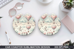 Heart Balloon Car Coaster Sublimation |Valentine Coaster PNG Product Image 1