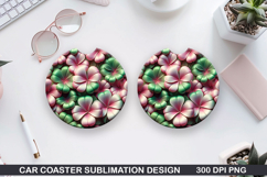 Flowers Car Coaster Sublimation| Flowers Coaster PNG Design Product Image 1