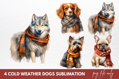 Christmas Cold Weather Dogs Sublimation Clipart Product Image 1