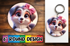 Cheerful Keychain Round Design PNG, 3D Dog Product Image 1
