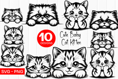 Cute Kitten Faces Frame Outline SVG PNG Product Image 1