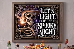 Lets Light Up The Spooky Night Skeleton Halloween Sign PNG Product Image 2