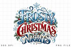 Frosty Christmas Nights PNG - Vintage Winter Typography Product Image 3