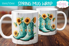 Sunflowers mug wrap sublimation PNG, Cowboy boots mug png Product Image 1