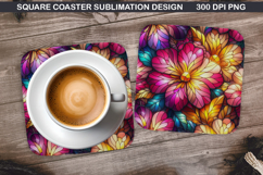Flowers Coaster Sublimation, Spring Coaster PNG Design Product Image 1