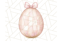 Pastel Pink Easter Bunny Egg and Flowers Clipart PNG Product Image 5