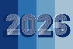 Background with horizontal 2026 number on geometric blue Product Image 1