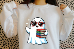Cute Ghost with Books PNG Clipart Book Lovers Png Product Image 2