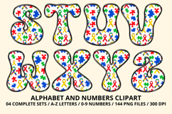 Autism Awareness Doodle Letters Love Puzzle Alphabet PNG Product Image 4