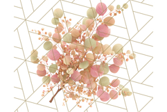 Fall Foliage Clipart PNG, Pink and Green Leaves Product Image 2