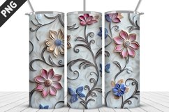 3D Flowers Tumbler Wrap | Sublimation Design | Tumble PNG Product Image 3