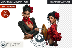 Spanish Flamenco dancer woman Clipart, Sevillana Product Image 1