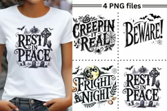 Halloween Quotes PNG, Fright Night Sublimation Design Product Image 1