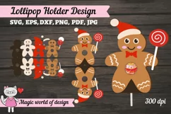 Gingerbread man in Santa hat lollipop Holder svg, papercut Product Image 1