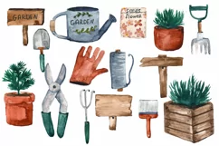 Watercolor garden clipart PNG Hand-painted garden, Gardening Product Image 2