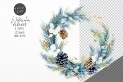 Christmas clipart, Wreath clipart, Blue Christmas Product Image 1