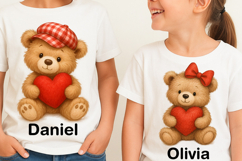 Yarn Teddy Bear PNG, Valentine's Heart PNG, Valentine PNG Product Image 1