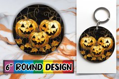 Vibrant Halloween Stained Glass Round Design Keychain Product Image 1