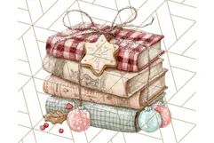 Christmas Book Clipart, Festive Reading PNG Illustrations Product Image 2