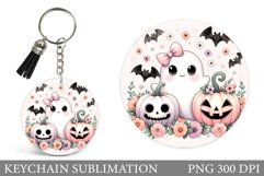 Cute Ghost Keychain Design. Halloween Keychain Sublimation Product Image 1