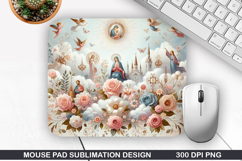Flower Mouse Pad Sublimation, Easter Mouse Pad PNG Design Product Image 1
