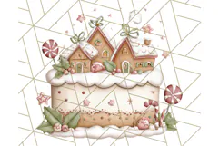 Christmas Cake Clipart PNG, Cottagecore Holiday Desserts Product Image 2